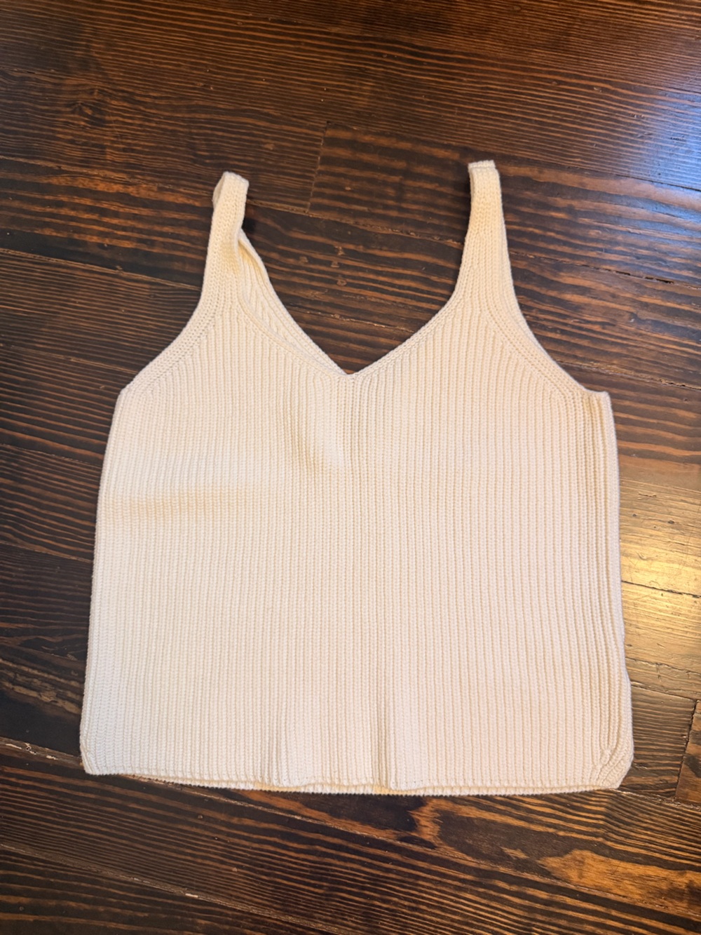 Express Ladygang  Cream Knit Sweater V-Neck Tank Top